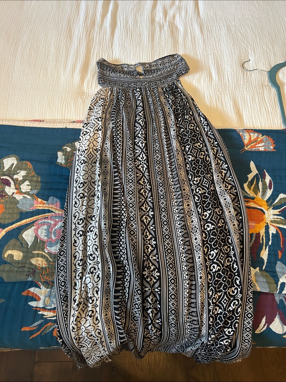 Nameless Black and White Strapless Maxi Dress